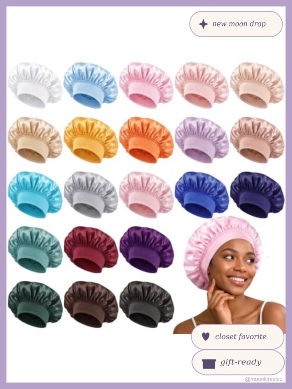 20 Pack Large Satin Hair Bonnets for Sleeping, Silky Soft Satin Sleep Cap